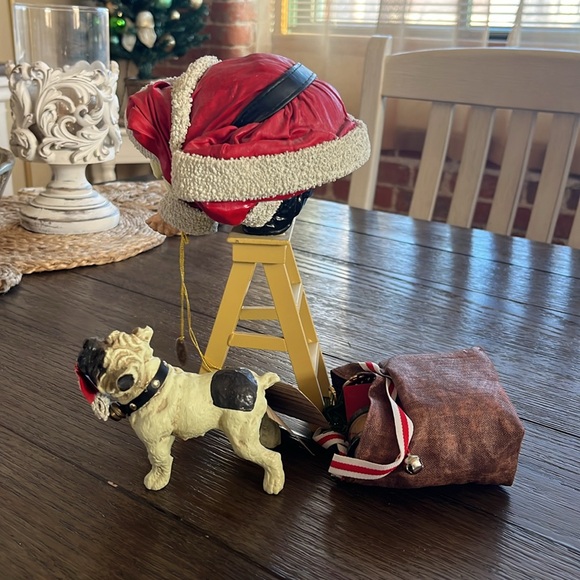 Holding/Sale Paused - Possible Dreams Santa on Ladder with Bulldog - Picture 2 of 4